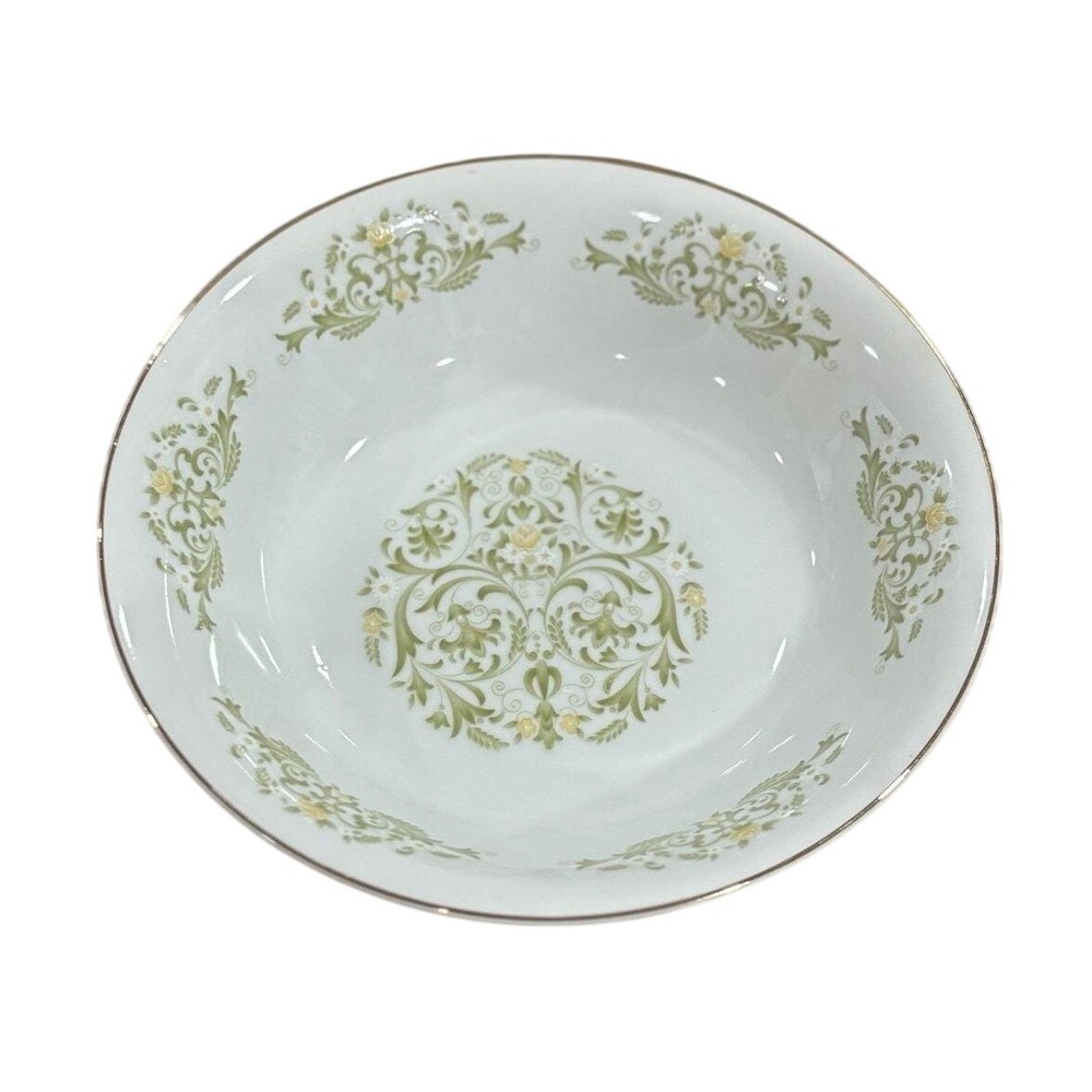 Cotillion Golden Scroll Bowl Dish Vintage Floral Green Gold Trim Elegant Dining